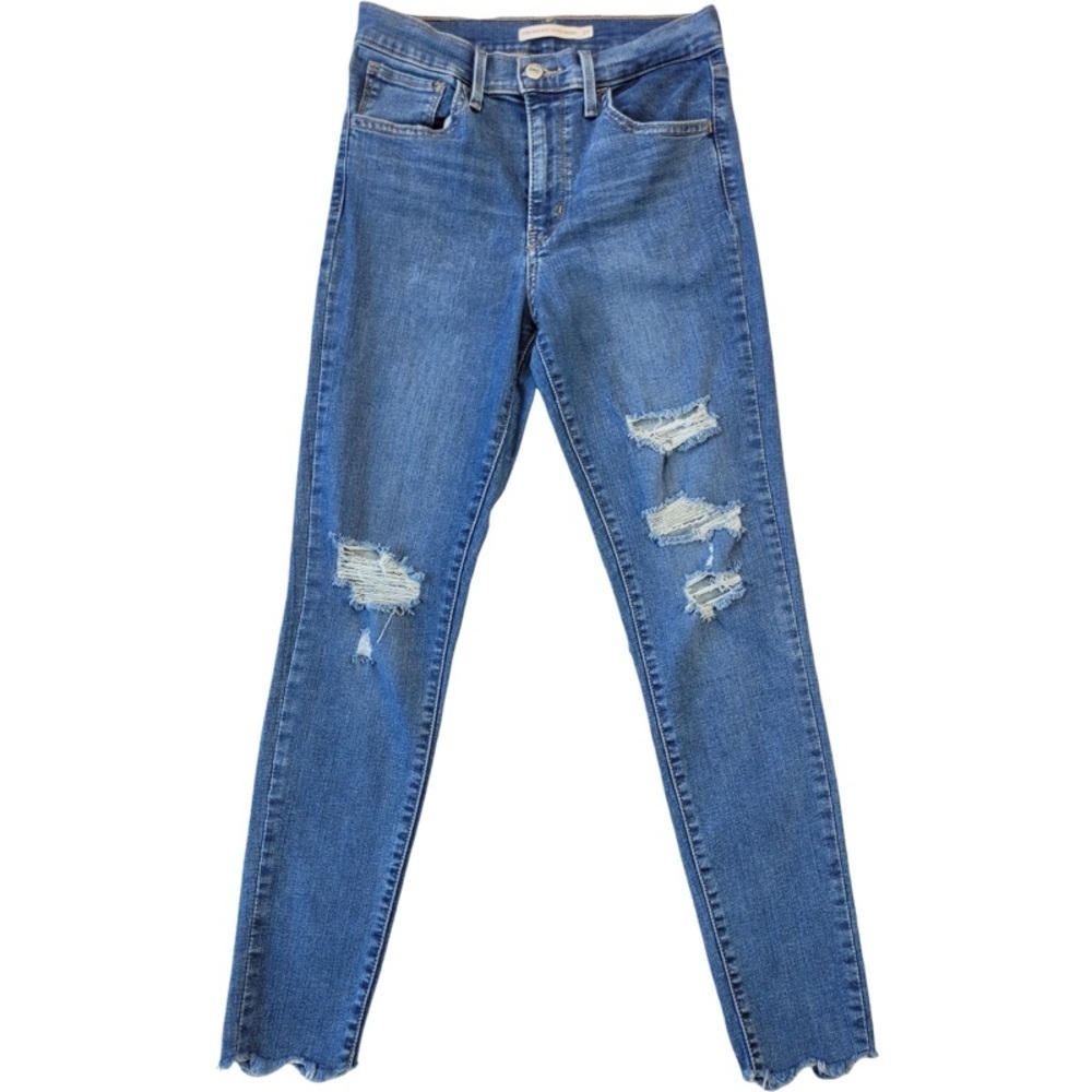 ✅ Levi’s women’s blue distressed 720 super skinny high rise jeans size 27